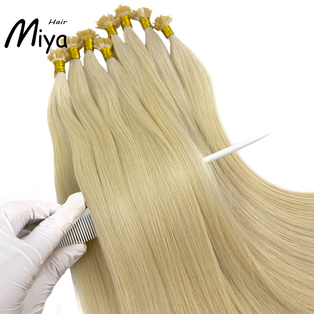 Light Blonde #1001 Virgin Hair Keratin Hair Best Quality Double Drawn 100% Cuticle Aligned Human Hair From One Donor 16-30inch Flat Tip Hair Unprocessed Hair