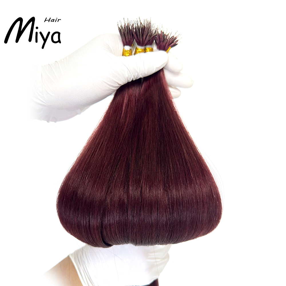 Cranberry Hair #99J Nano Ring Hair Best Quality Double Drawn 100% Cuticle Aligned Human Hair From One Donor 16-30inch Nano Bead Hair Extensions Nano Hair