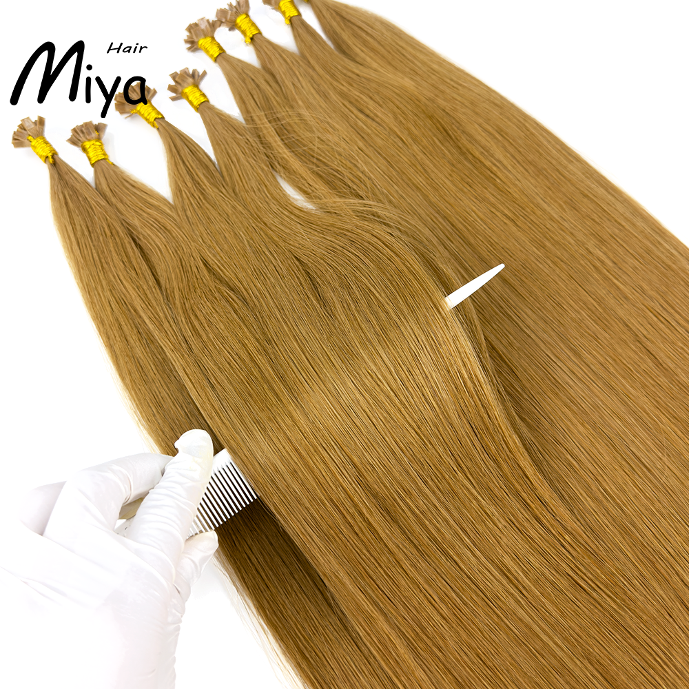 Light Brown Keratin Hair Best Quality Double Drawn 100% Cuticle Aligned Human Hair From One Donor 16-30inch Virgin Hair Flat Tip Hair Unprocessed Hair
