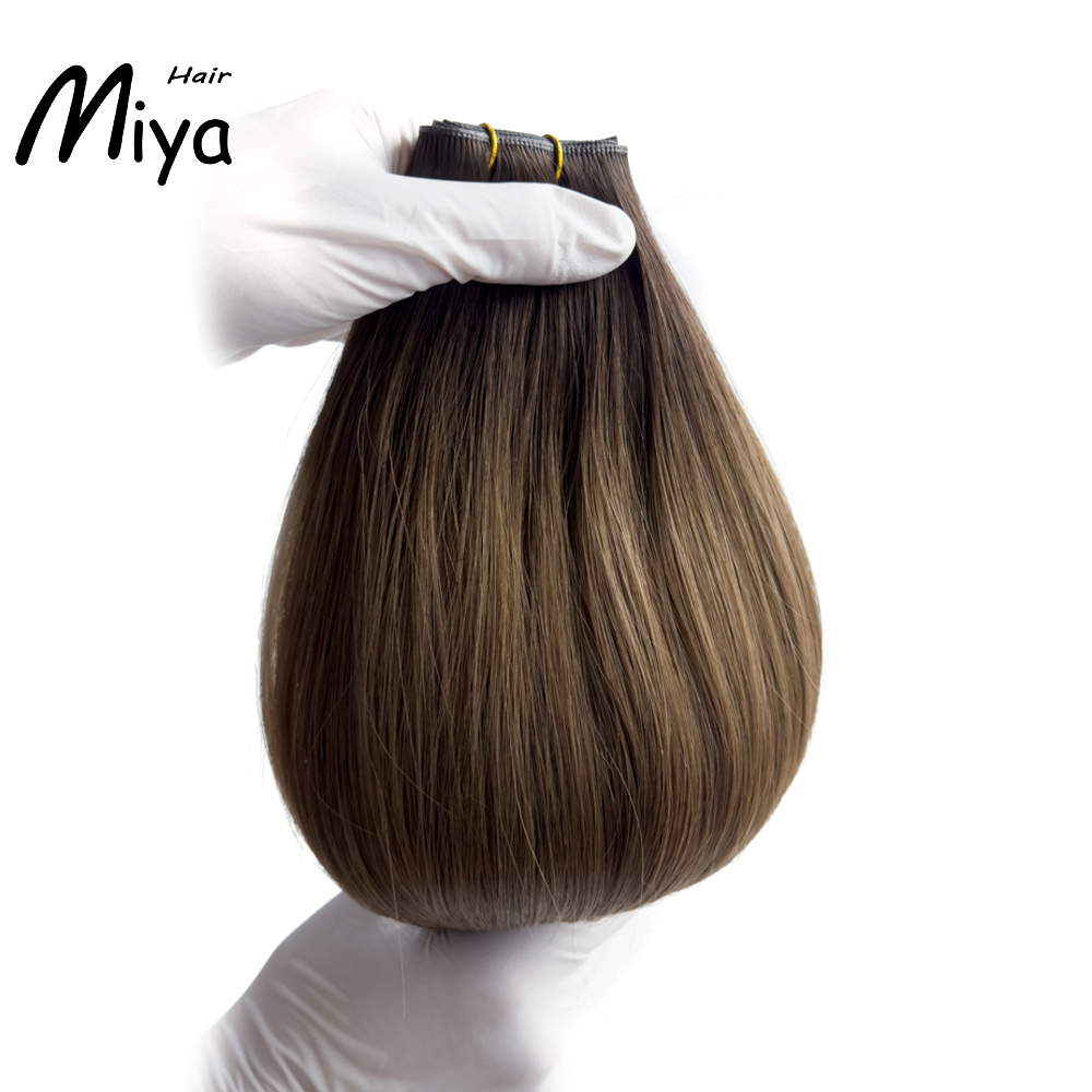 Ombre Hair Brown Black Root Genius Weft Best Quality Double Drawn 100% Cuticle Aligned Human Hair Extensions 16-30inch From One Donor