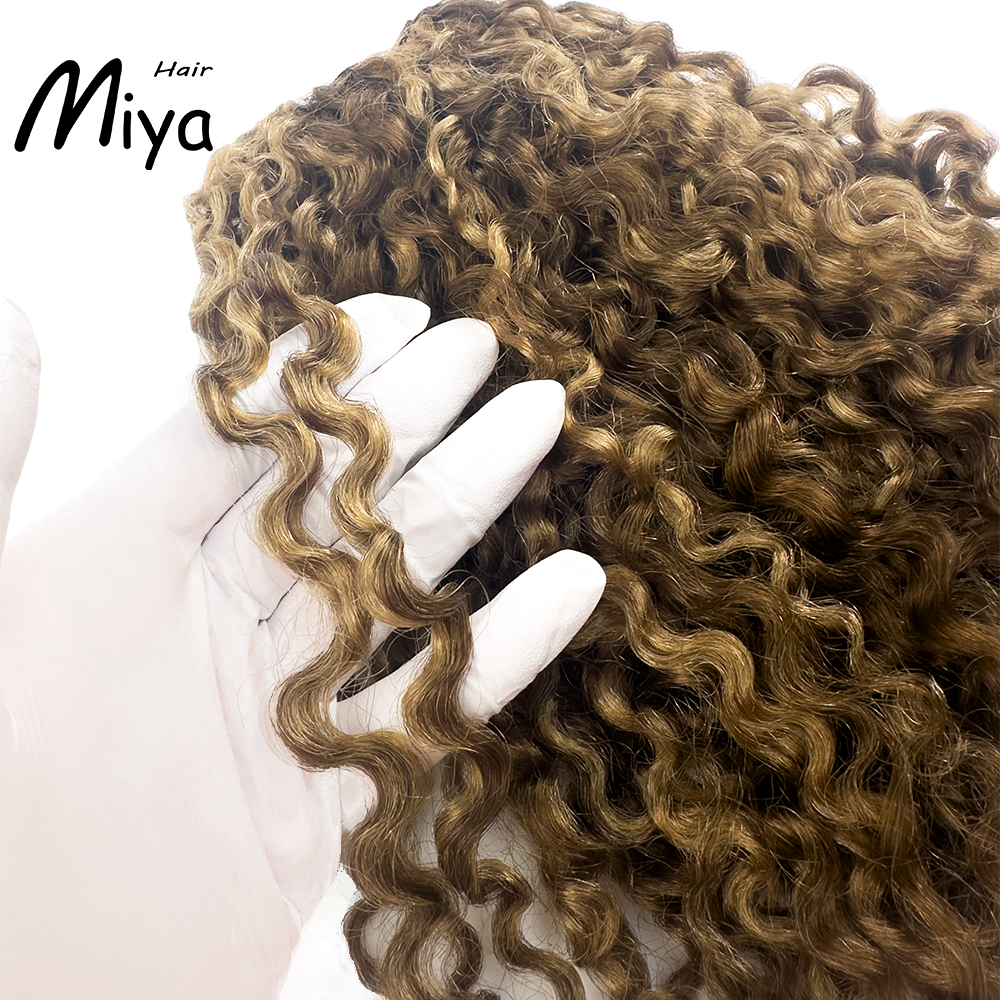 Jerry Curly Weft Kinky Curly Bundles Piano Hair Highlight Blonde Best Quality Double Drawn 100% Cuticle Aligned Human Hair Extensions From One Donor Machine Weft Volume Weft Hair Weft Hair Bundles (Copy)