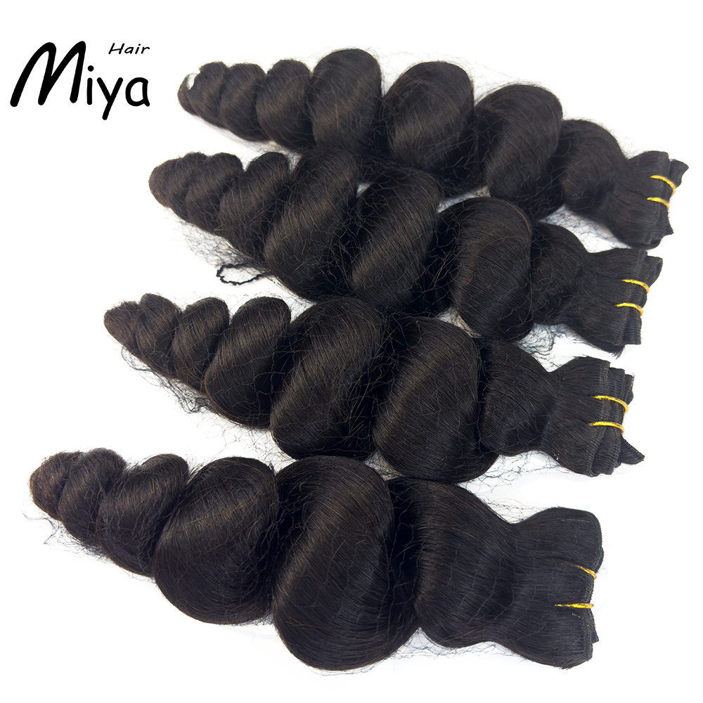 Natural Black Bundles Natural Extensions Loose Wave Bundles Best Quality Double Drawn 100% Cuticle Aligned Human Hair Extensions From One Donor Raw Hair Machine weft Volume Weft Hair Weft Hair Bundles