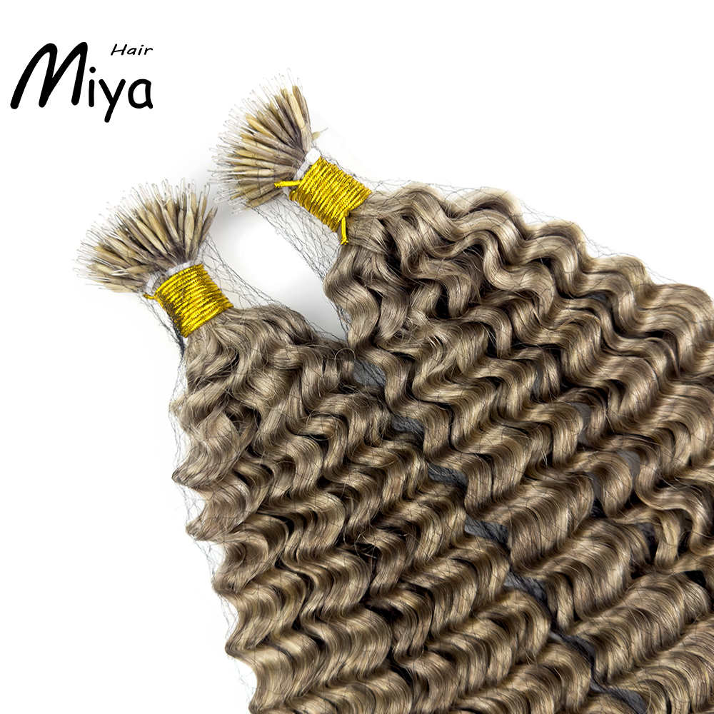 Deep Wave Deep Curly Hair Piano Hair Highlight Balayage Nano Ring Hair Best Quality Double Drawn 100% Cuticle Aligned Human Hair From One Donor 18-24inch Nano Bead Hair Extensions Nano Hair