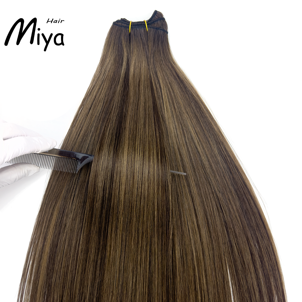Balayage Weft Ombre Extension Brown Bundles Piano Hair Highlight Bundles Best Quality From One Donor Double Drawn 100% Cuticle Aligned Human Hair Extensions Machine Weft Volume Weft Hair Bundles