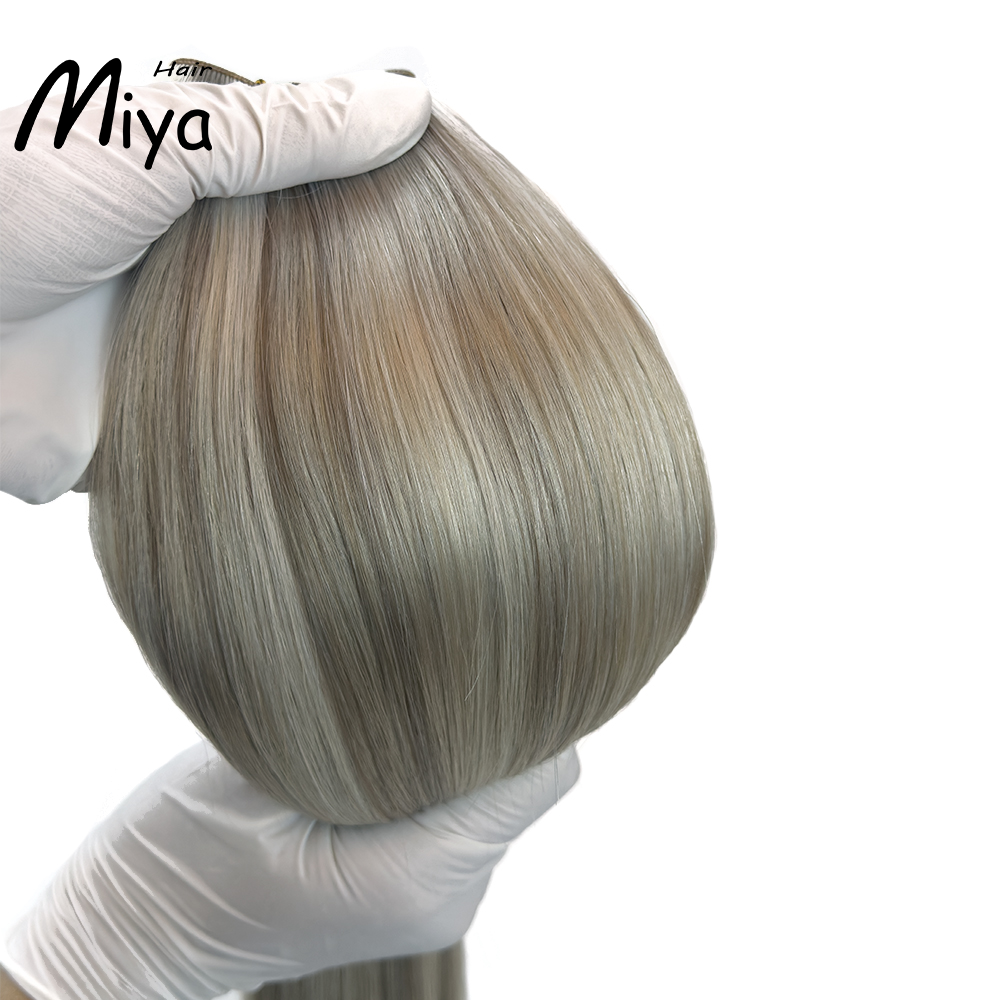 Piano Hair Highlight Silver Gray Genius Weft Best Quality Double Drawn 100% Cuticle Aligned Human Hair Extensions 16-30inch From One Donor Virgin Hair Remy Hair