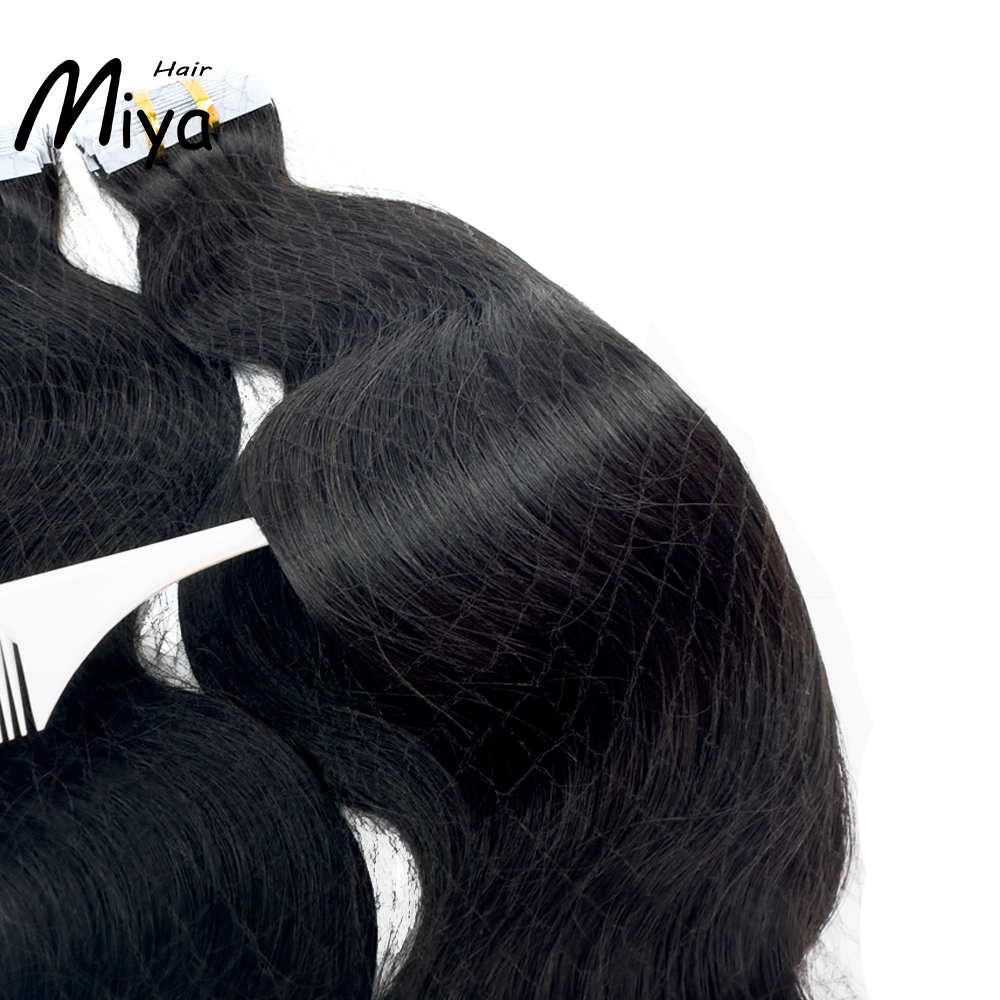 Body Wave Tape Hair Natural Black Virgin Hair Tape Ins Best Quality Double Drawn 100% Cuticle Aligned Human Hair From One Donor 16-30inch Tape In Hair