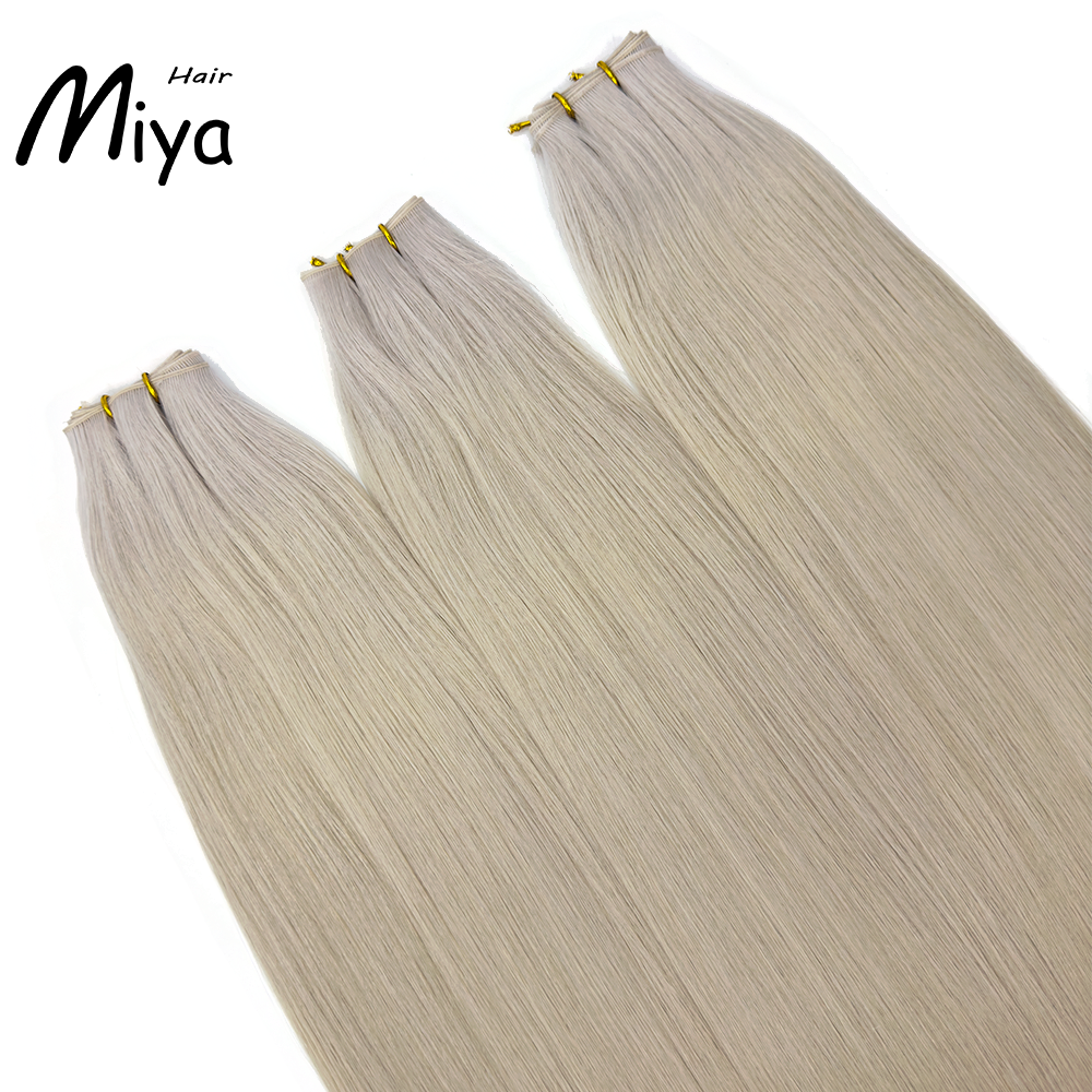 Ice Blonde Hair Silver Blonde Genius Weft Best Quality Double Drawn 100% Cuticle Aligned Human Hair From One Donor 16-30inch Hair Extensions
