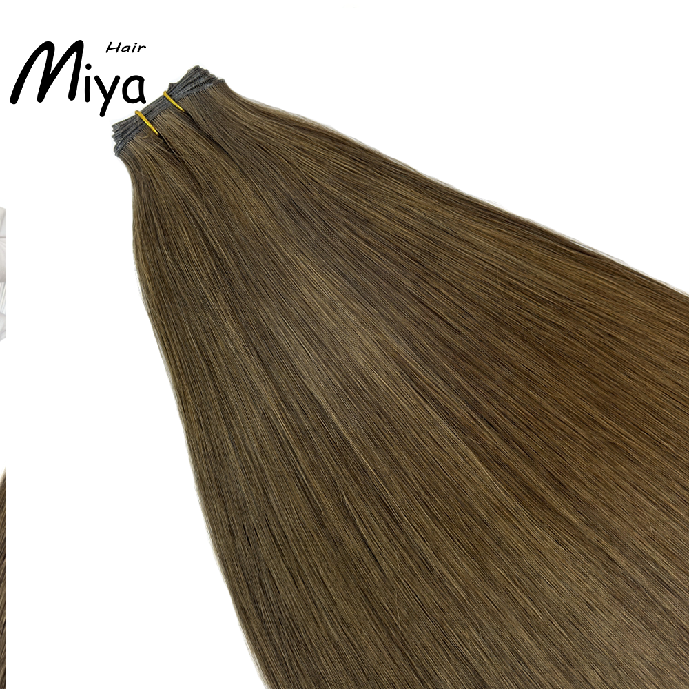 Piano Genius Weft Brown Highlight Blonde Genius Weft Best Quality Double Drawn 100% Cuticle Aligned Human Hair Extensions 16-30inch From One Donor