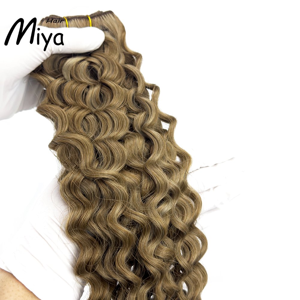 Piano Extensions Highlight Brown Bundles Deep Wave Weft Water Wave Hair Best Quality Double Drawn 100% Cuticle Aligned Human Hair Extensions From One Donor Machine Weft Volume Weft Hair Weft Hair Bundles