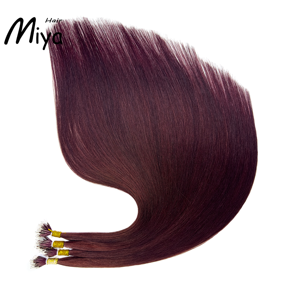 Cranberry Hair #99J Nano Ring Hair Best Quality Double Drawn 100% Cuticle Aligned Human Hair From One Donor 16-30inch Nano Bead Hair Extensions Nano Hair