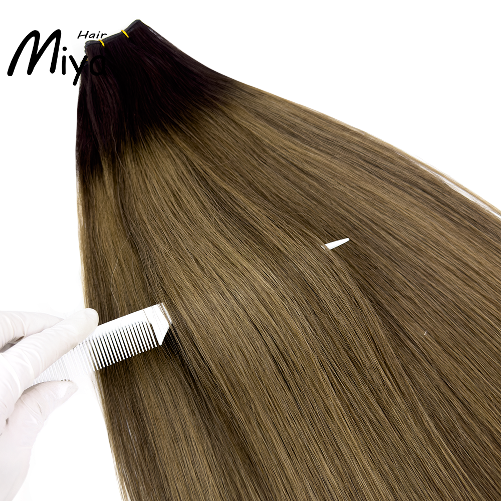 Balayage Hair Ombre Dark Root Hair Highlight Genius Weft Best Quality Double Drawn 100% Cuticle Aligned Human Hair From One Donor 16-30inch Hair Extensions