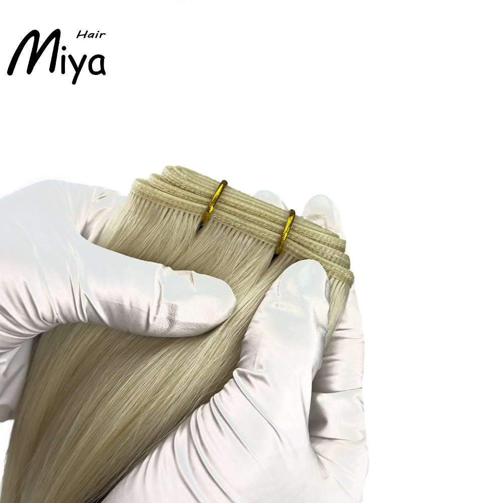 Blonde #613 Triple Genius Weft Best Quality Double Drawn 100% Cuticle Aligned Human Hair Extensions Virgin Hair 16-30inch From One Donor