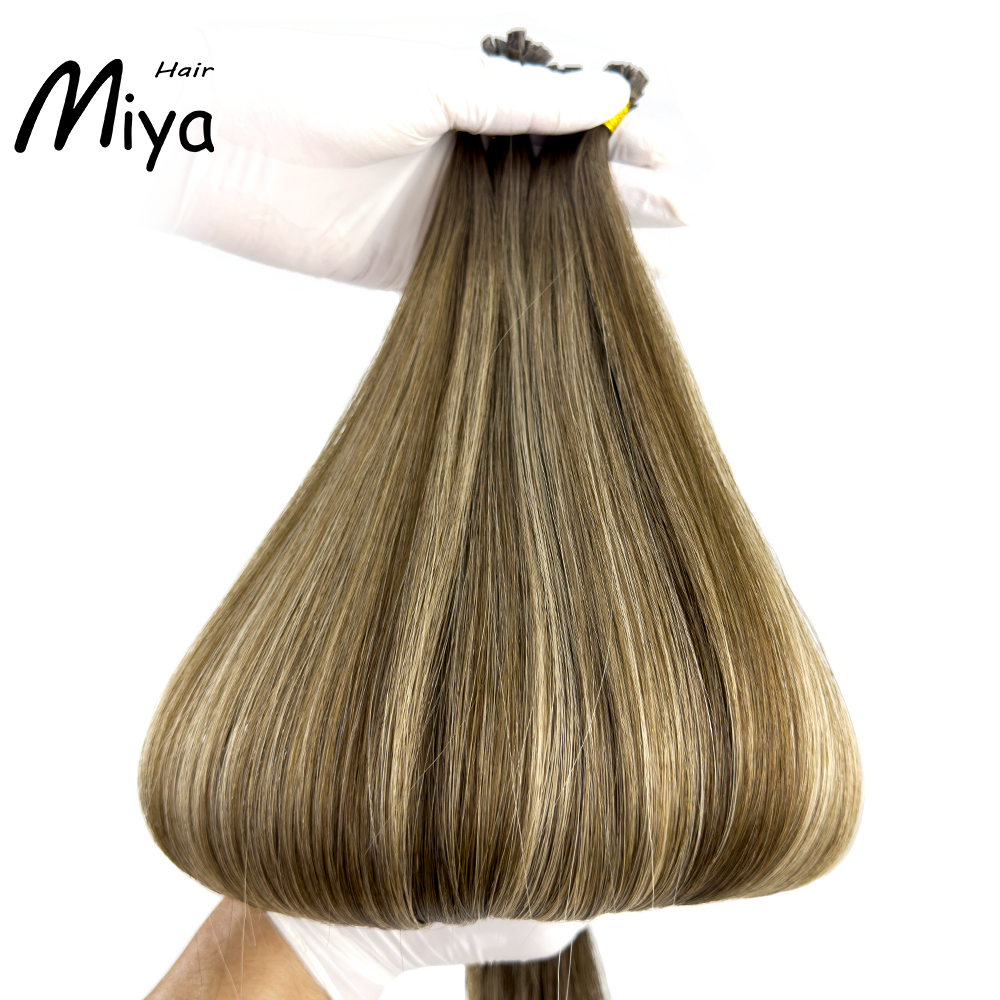 Balayage Blonde Keratin Hair Best Quality Double Drawn 100% Cuticle Aligned Human Hair From One Donor 16-30inch Flat Tip Hair Unprocessed Hair