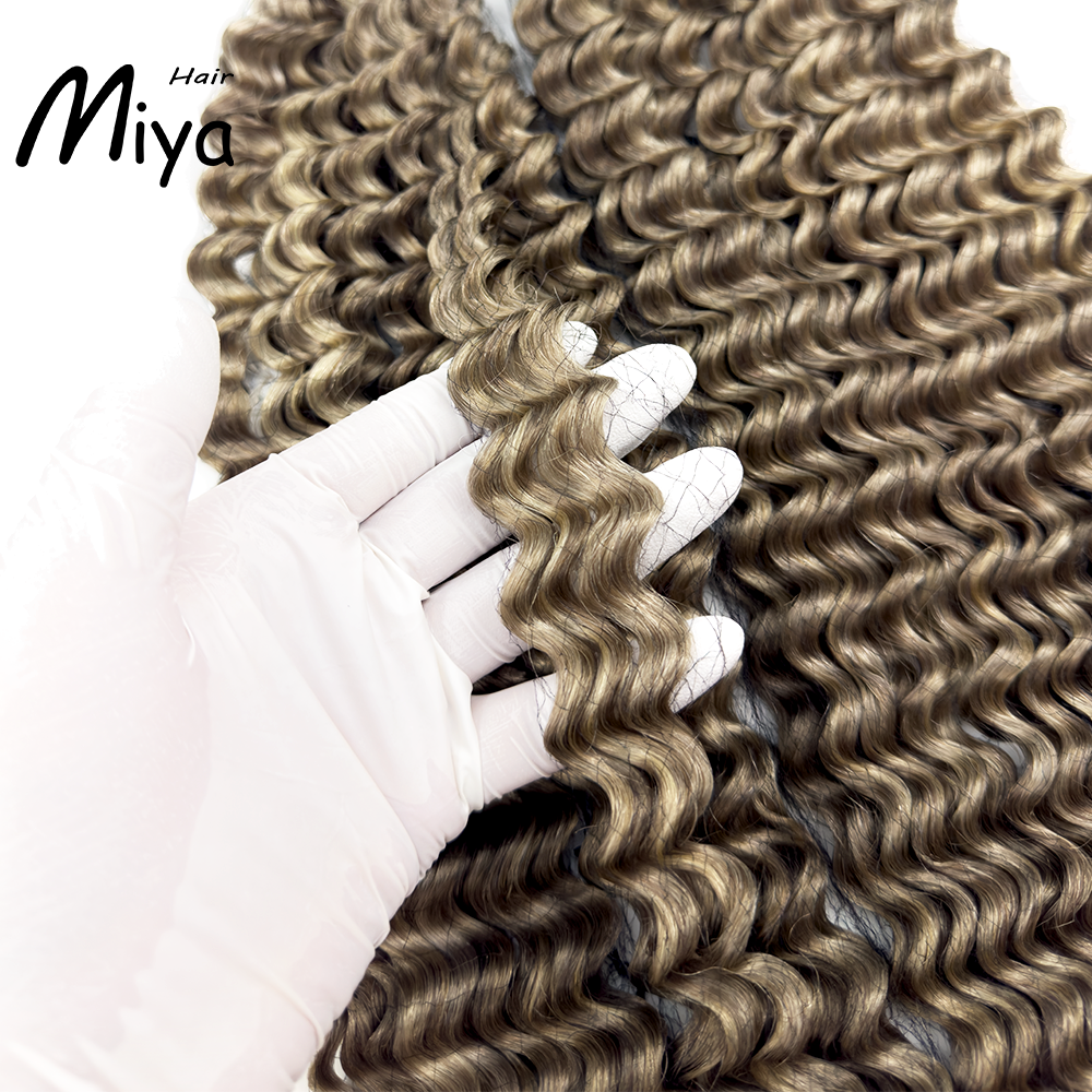 Deep Wave Deep Curly Hair Piano Hair Highlight Balayage Nano Ring Hair Best Quality Double Drawn 100% Cuticle Aligned Human Hair From One Donor 18-24inch Nano Bead Hair Extensions Nano Hair