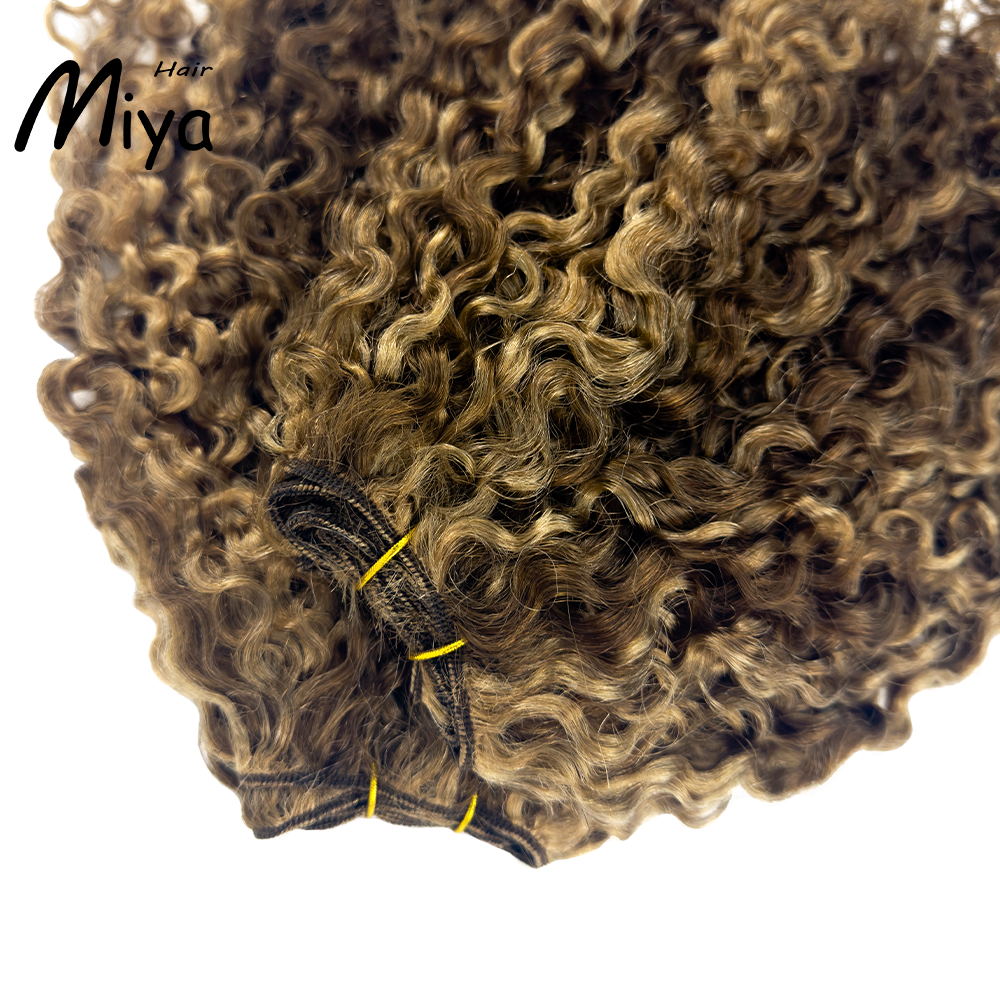 Jerry Curly Weft Kinky Curly Bundles Piano Hair Highlight Blonde Best Quality Double Drawn 100% Cuticle Aligned Human Hair Extensions From One Donor Machine Weft Volume Weft Hair Weft Hair Bundles (Copy)