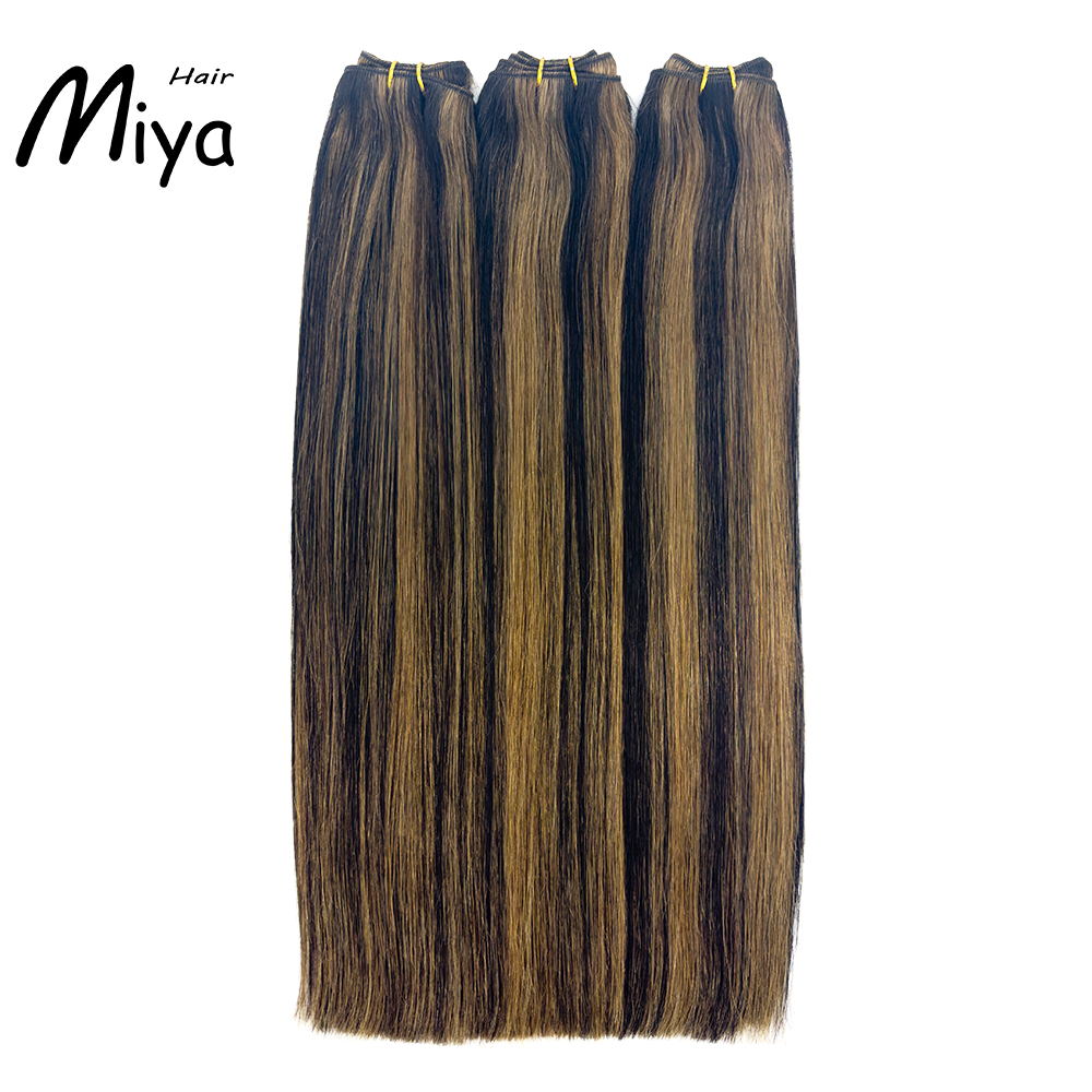 Piano Bundles Highlight Brown Weft Best Quality Double Drawn 100% Cuticle Aligned Human Hair Extensions From One Donor Machine Weft Volume Weft Hair Weft Hair Bundles