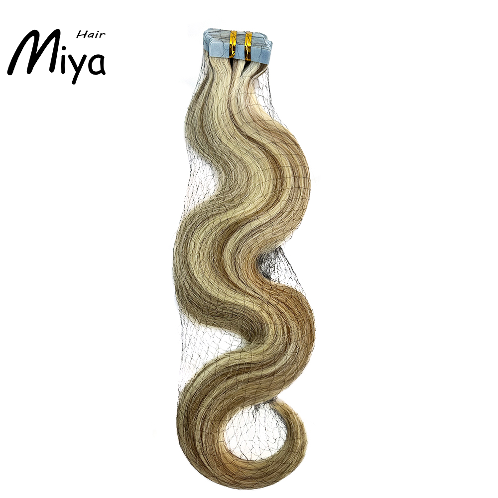 Piano Tape Hair Blonde Highlight Virgin Hair Tape Ins Best Quality Double Drawn 100% Cuticle Aligned Human Hair From One Donor 16-30inch Tape In Hair