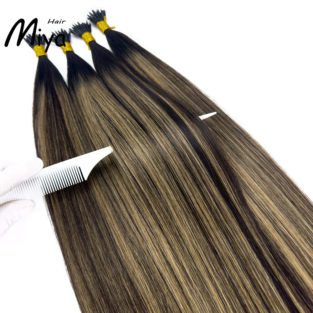 Balayage Nano Ombre Highlight Virgin Hair Nano Ring Hair Best Quality Double Drawn 100% Cuticle Aligned Human Hair From One Donor 18-24inch Nano Bead Hair Extensions Nano Hair