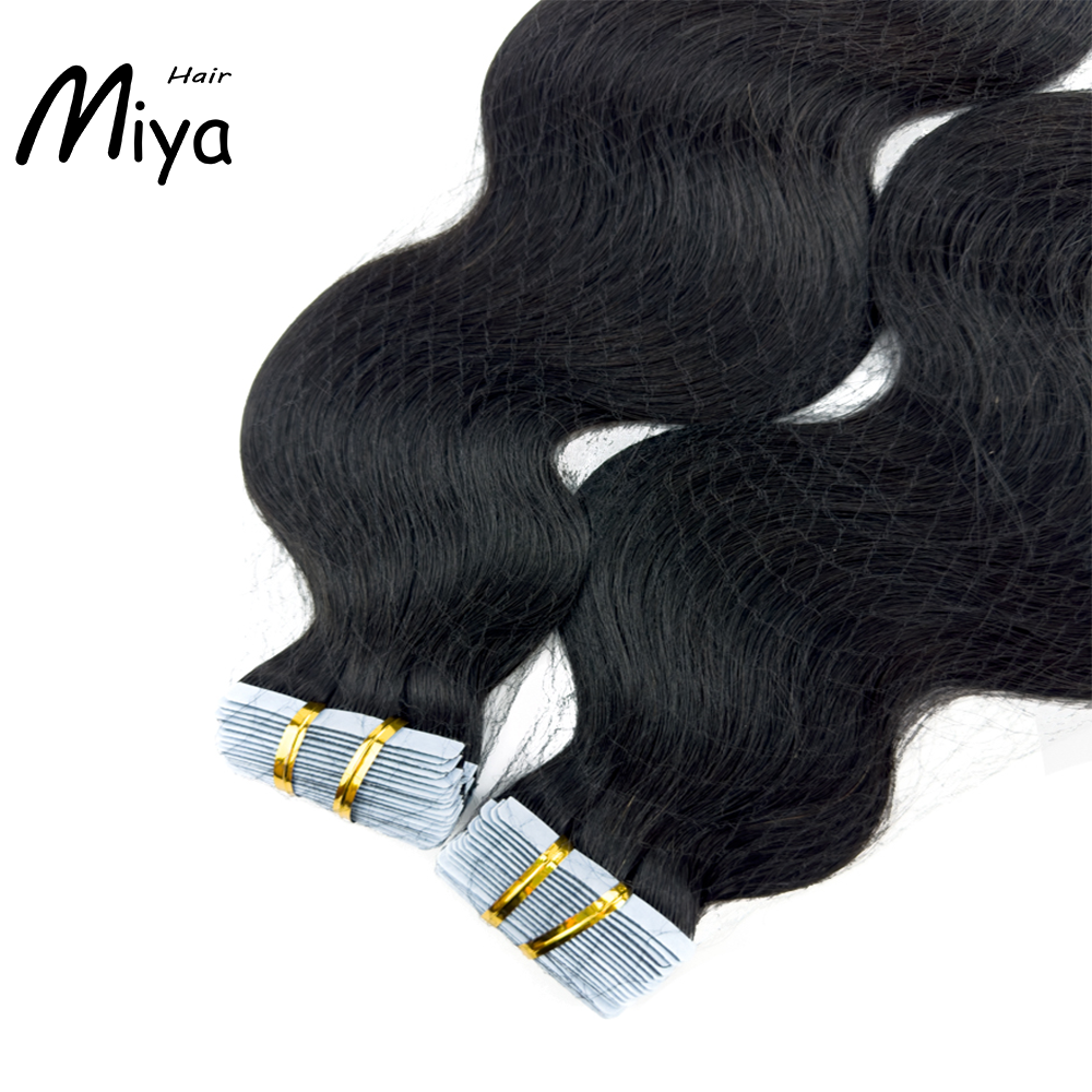 Body Wave Tape Hair Natural Black Virgin Hair Tape Ins Best Quality Double Drawn 100% Cuticle Aligned Human Hair From One Donor 16-30inch Tape In Hair