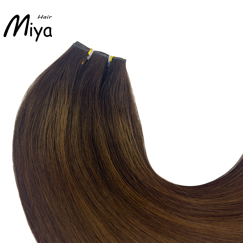 Balayage Hair Ombre Highlight Hair Genius Weft Best Quality Double Drawn From One Donor 100% Cuticle Aligned Human Hair Extensions 16-30inch