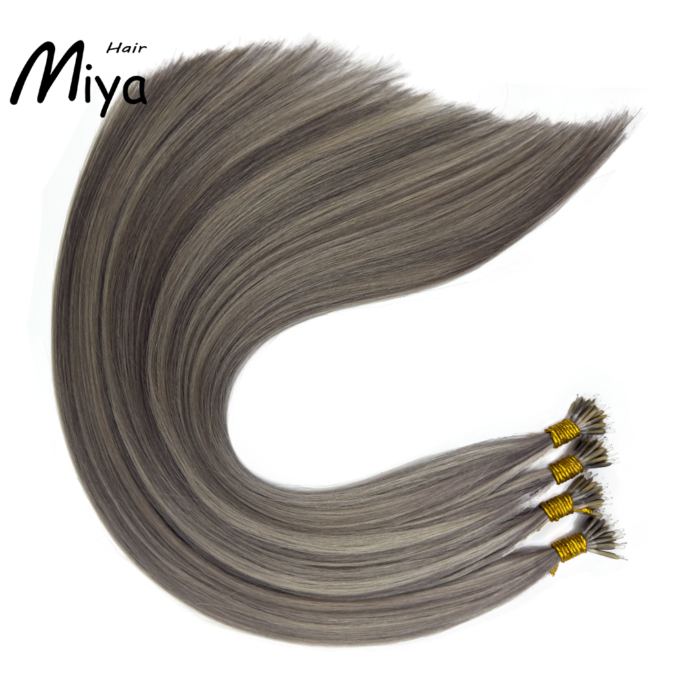 Silver Gray Piano Highlight Nano Ring Hair Best Quality Double Drawn 100% Cuticle Aligned Human Hair From One Donor 16-30inch Nano Bead Hair Extensions Nano Hair