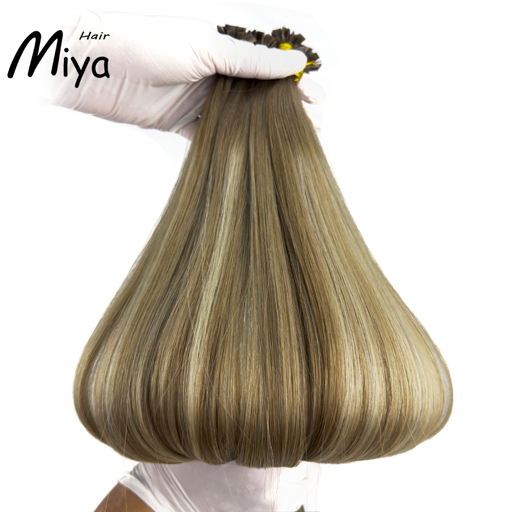 Balayage Blonde Keratin Hair Best Quality Double Drawn 100% Cuticle Aligned Human Hair From One Donor 16-30inch Flat Tip Hair Unprocessed Hair