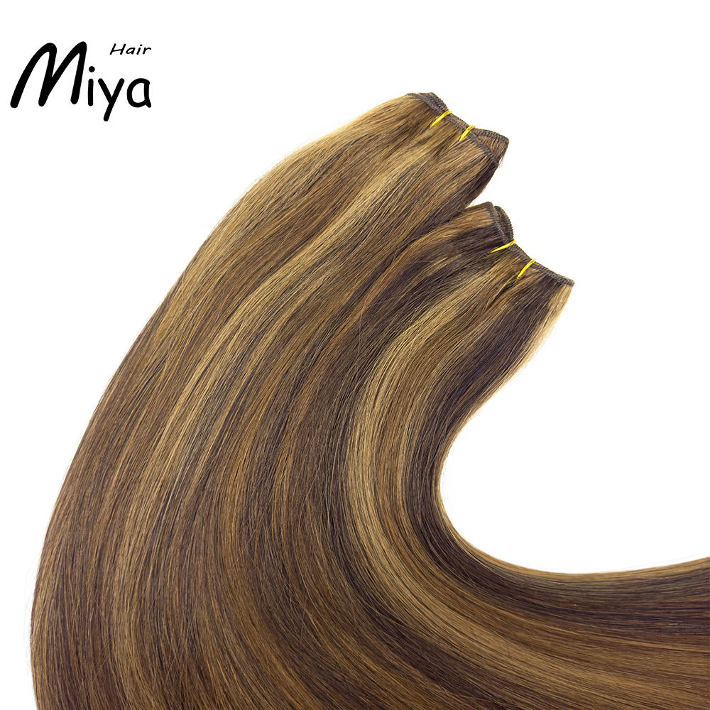 Piano Bundles Highlight Brown Weft Best Quality Double Drawn 100% Cuticle Aligned Human Hair Extensions From One Donor Machine Weft Volume Weft Hair Weft Hair Bundles