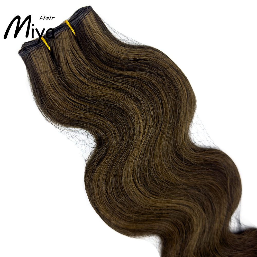 Brown Hair Piano Highlight Body Wave Genius Weft Best Quality Double Drawn 100% Cuticle Aligned Human Hair From One Donor 16-30inch Human Hair Extensions