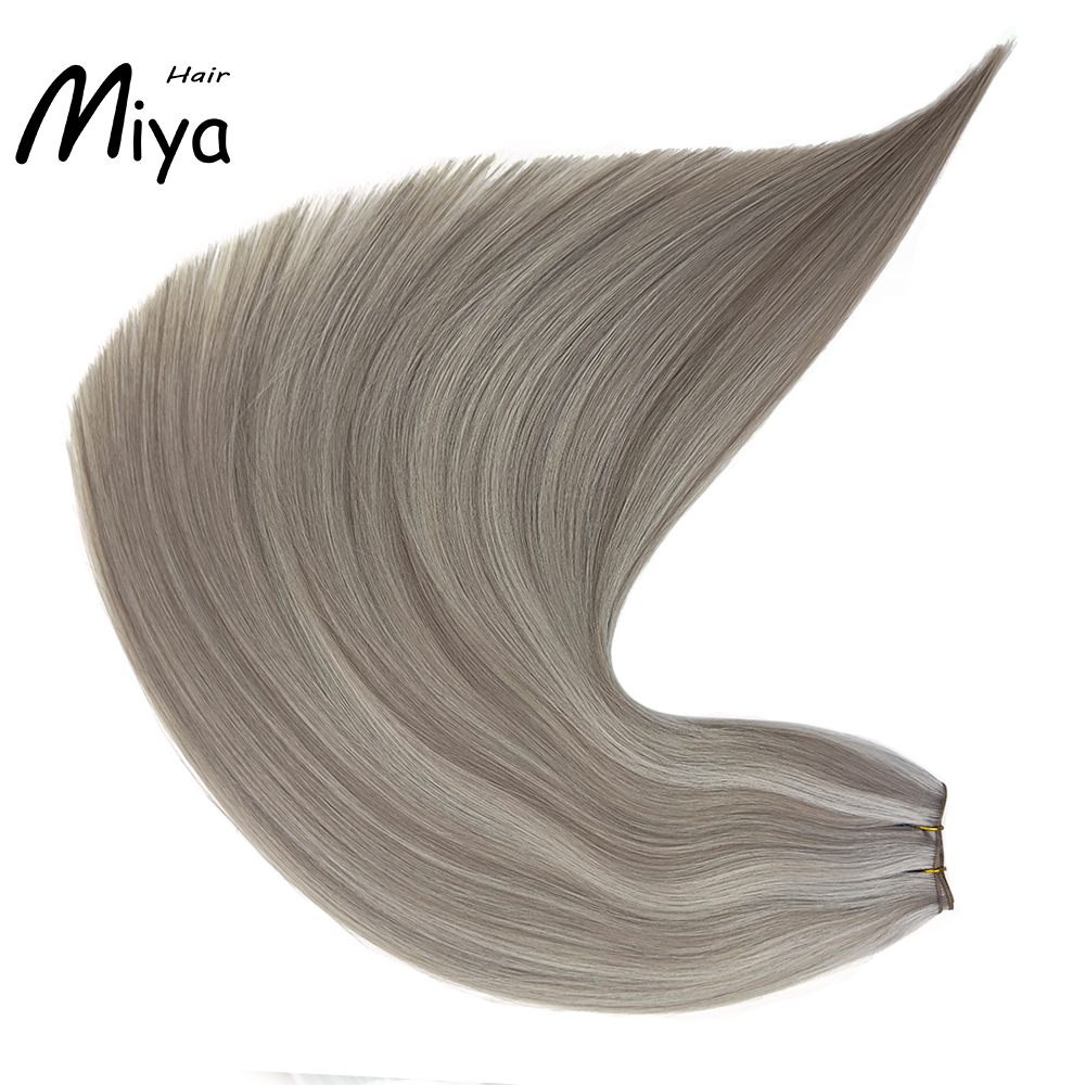 Piano Hair Highlight Silver Gray Genius Weft Best Quality Double Drawn 100% Cuticle Aligned Human Hair Extensions 16-30inch From One Donor Virgin Hair Remy Hair