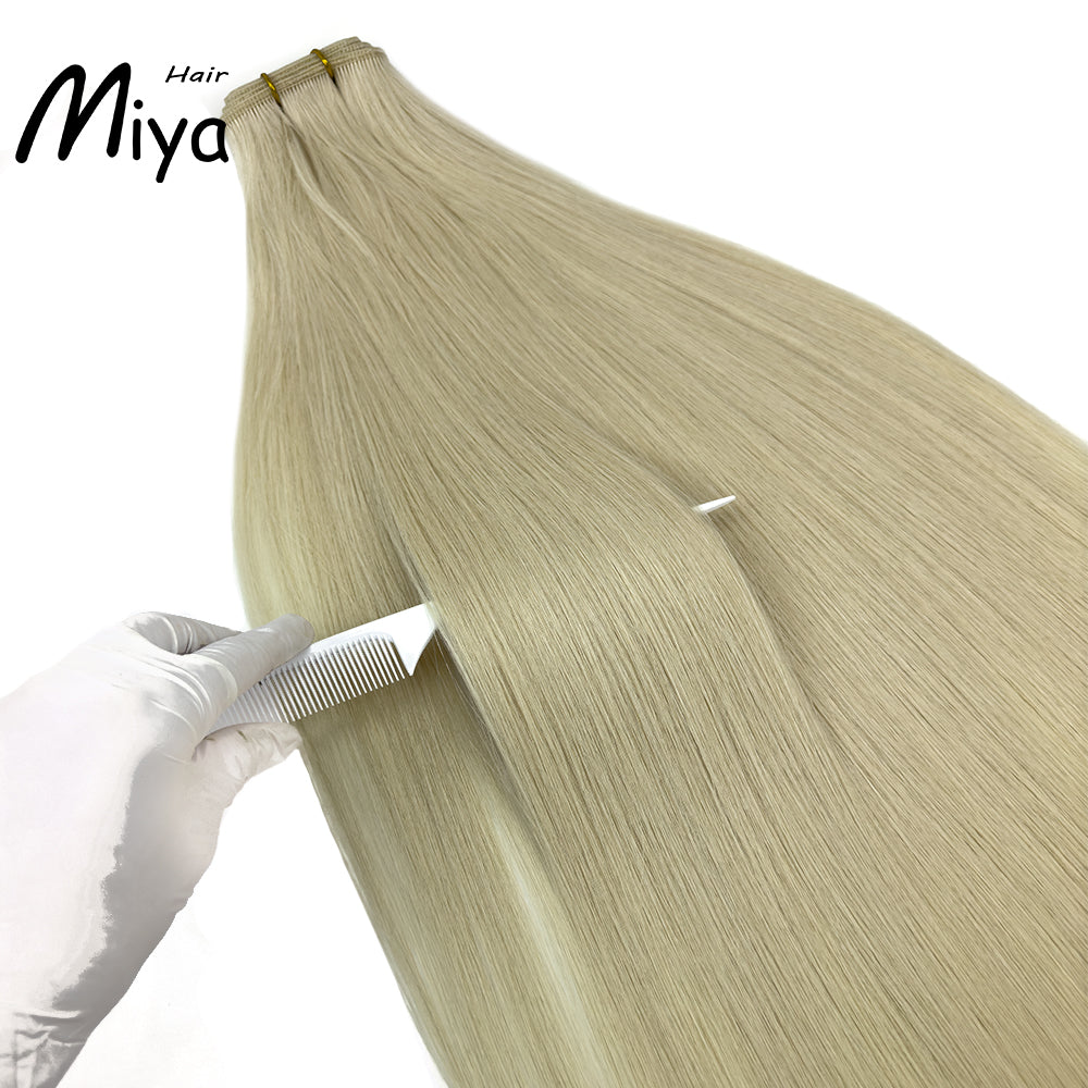 Blonde #613 Triple Genius Weft Best Quality Double Drawn 100% Cuticle Aligned Human Hair Extensions Virgin Hair 16-30inch From One Donor