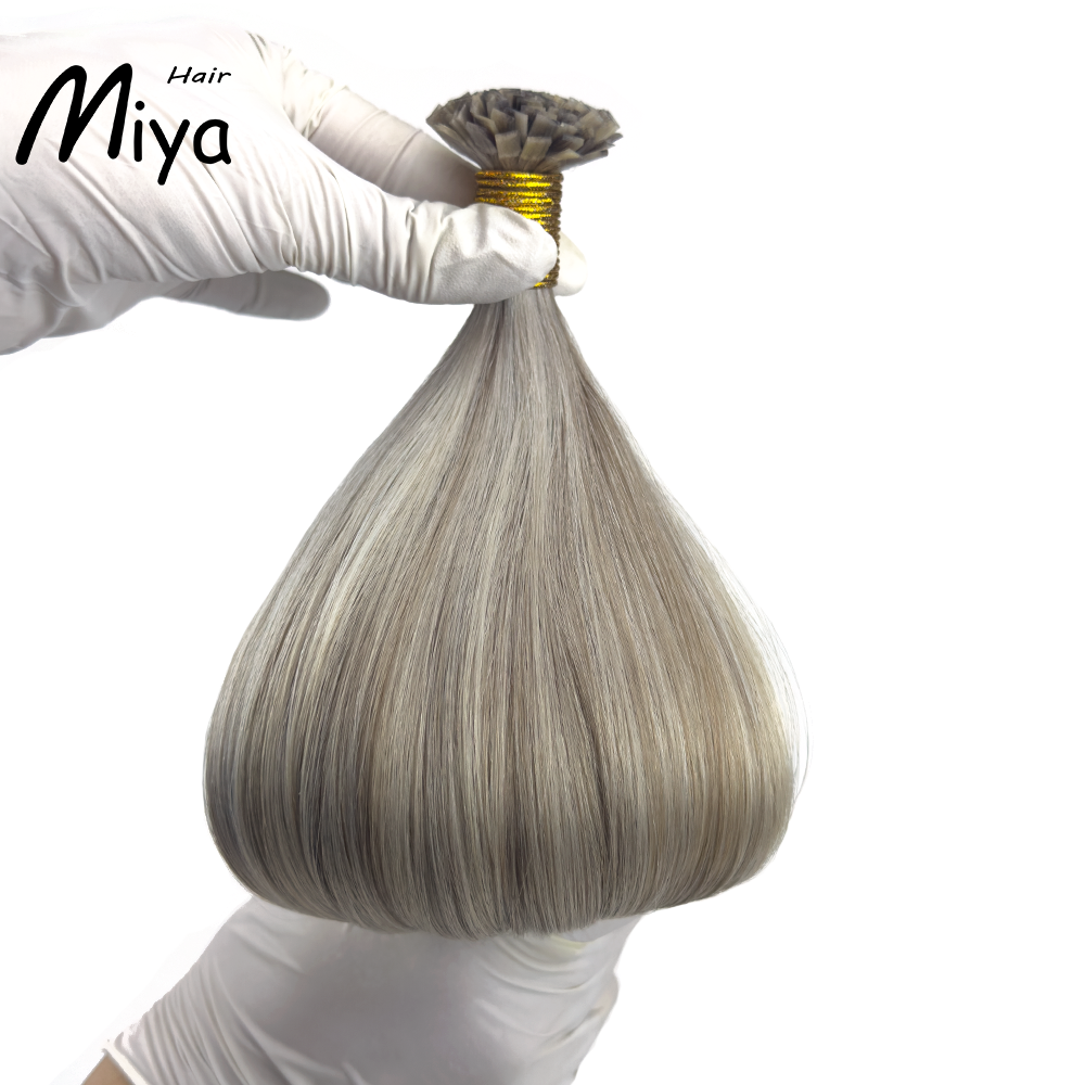 Silver Blonde Piano Highlight Hair Keratin Hair Best Quality Double Drawn 100% Cuticle Aligned Human Hair From One Donor 16-30inch Flat Tip Hair Unprocessed Hair