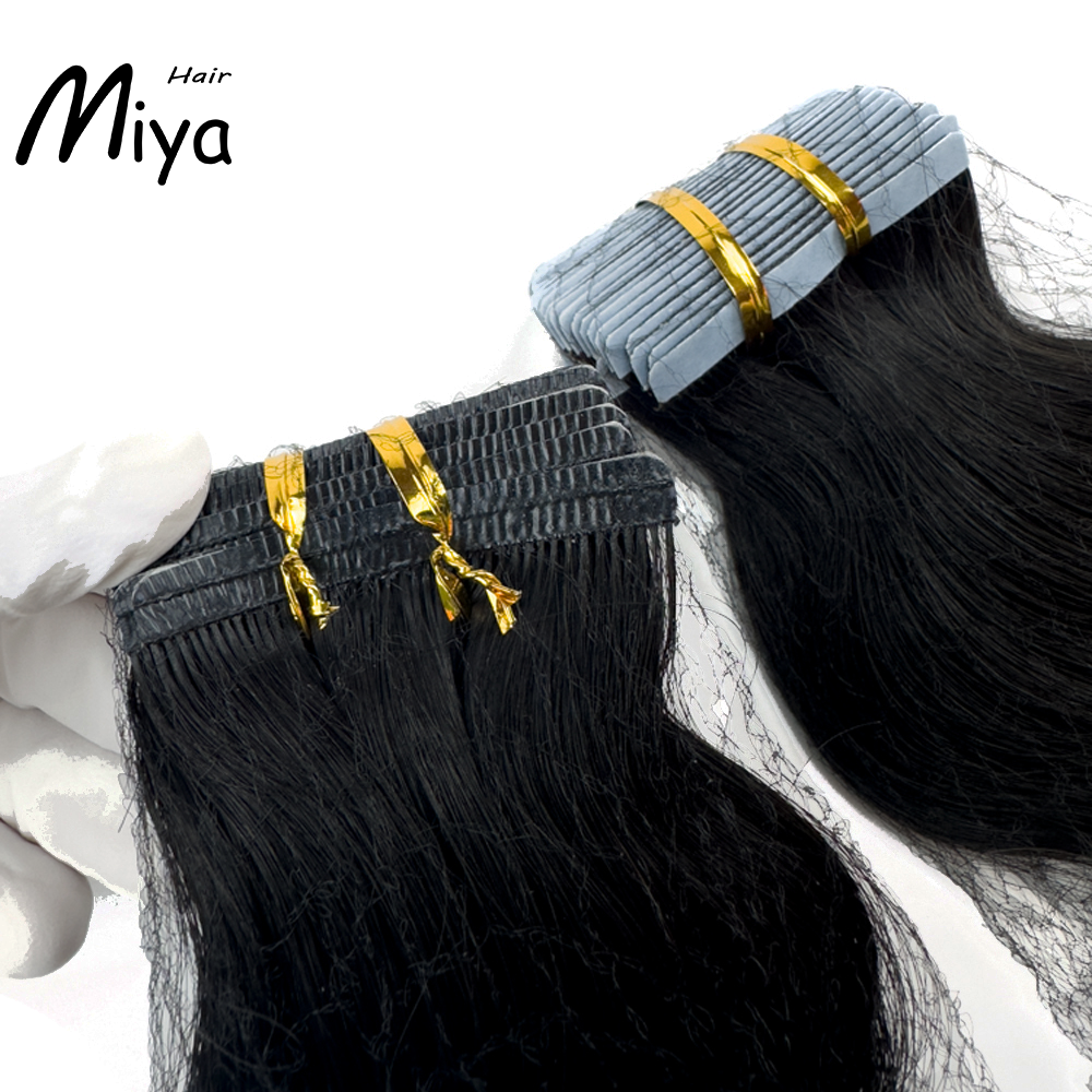 Body Wave Tape Hair Natural Black Virgin Hair Tape Ins Best Quality Double Drawn 100% Cuticle Aligned Human Hair From One Donor 16-30inch Tape In Hair