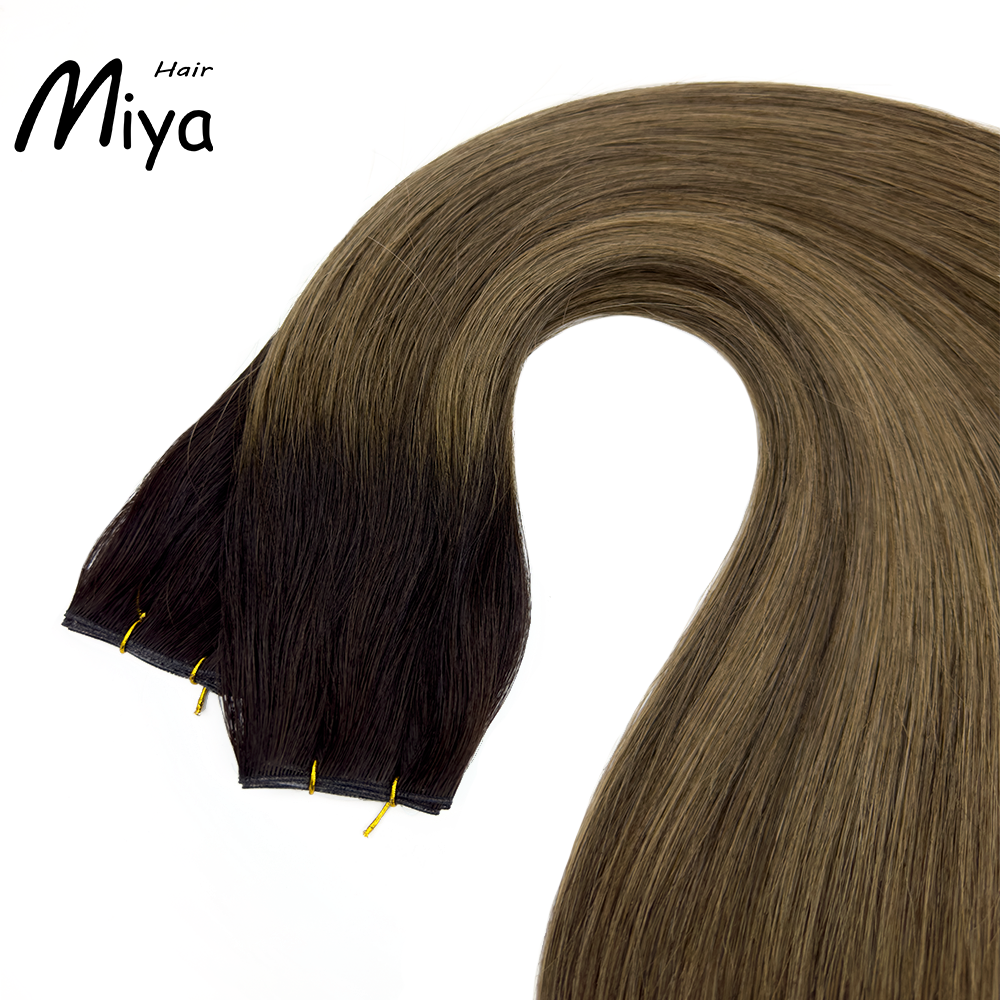 Balayage Hair Ombre Dark Root Hair Highlight Genius Weft Best Quality Double Drawn 100% Cuticle Aligned Human Hair From One Donor 16-30inch Hair Extensions