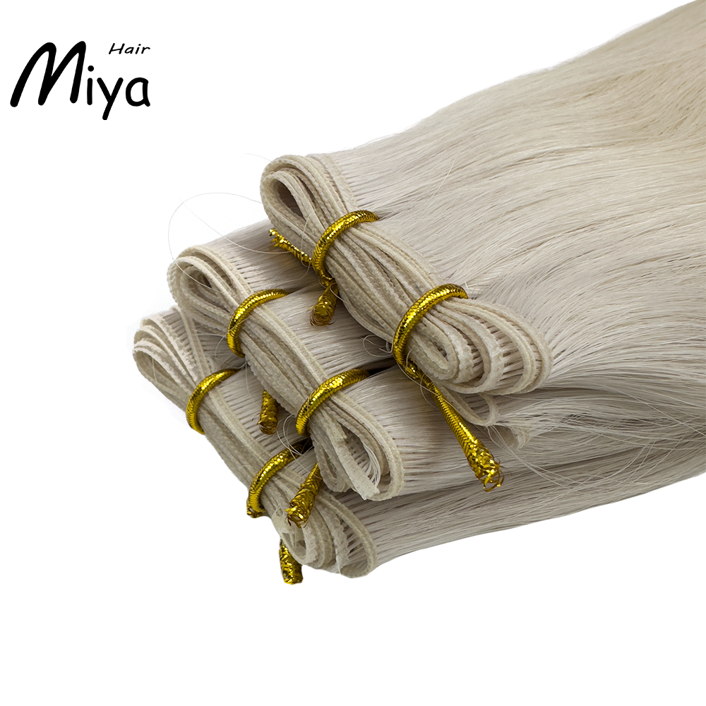Ice Blonde Hair Silver Blonde Genius Weft Best Quality Double Drawn 100% Cuticle Aligned Human Hair From One Donor 16-30inch Hair Extensions