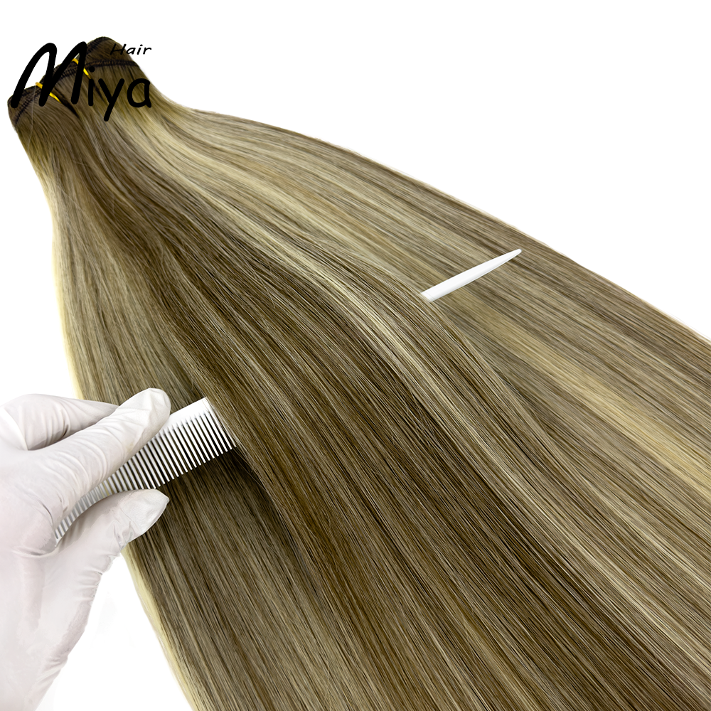 Balayage Extensions Ombre Hair Piano Weft Highlight Bundles Best Quality From One Donor Double Drawn 100% Cuticle Aligned Human Hair Extensions Machine Weft Volume Weft Hair Bundles