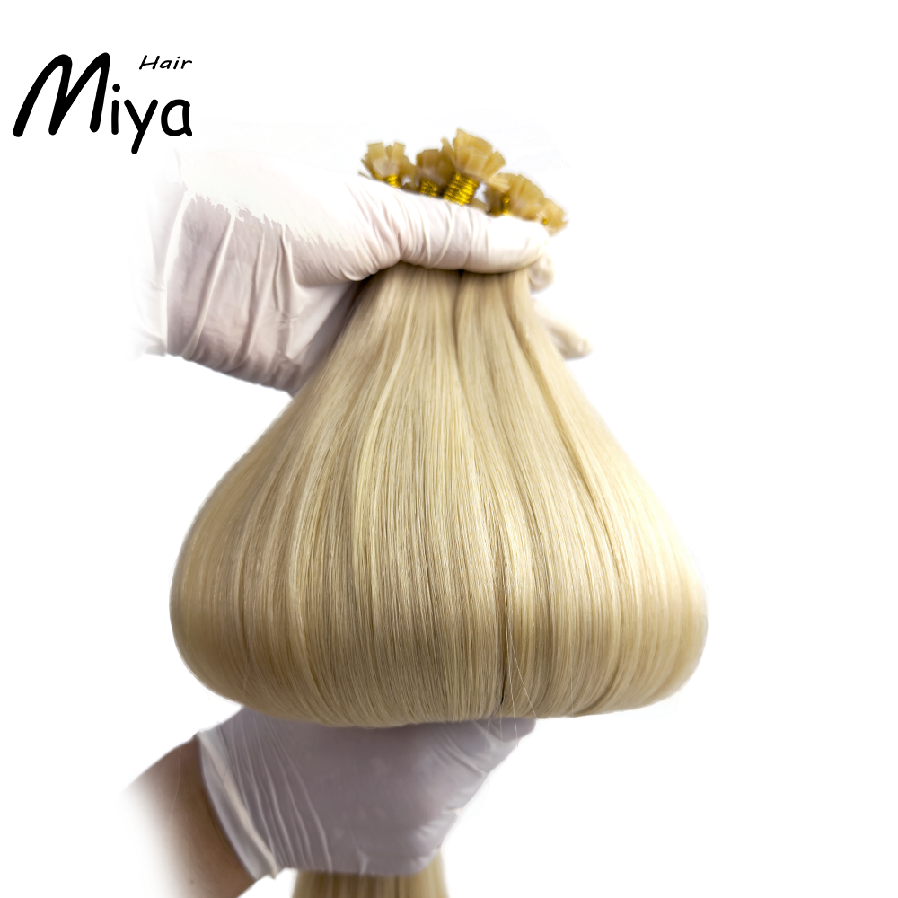 Light Blonde #1001 Virgin Hair Keratin Hair Best Quality Double Drawn 100% Cuticle Aligned Human Hair From One Donor 16-30inch Flat Tip Hair Unprocessed Hair