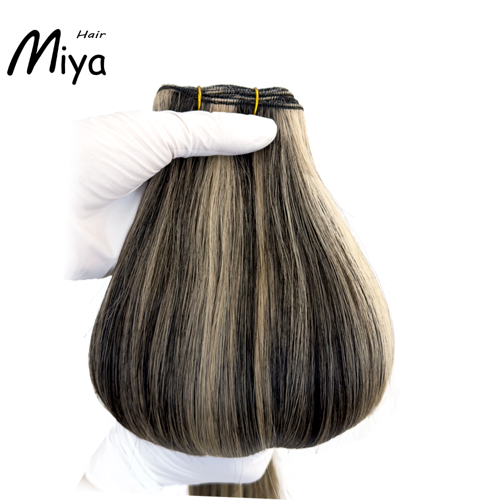Piano Weft Highlight Extensions Blonde Bundles Best Quality Double Drawn From One Donor 100% Cuticle Aligned Human Hair Extensions Machine Weft Volume Weft Hair Weft Hair Bundles