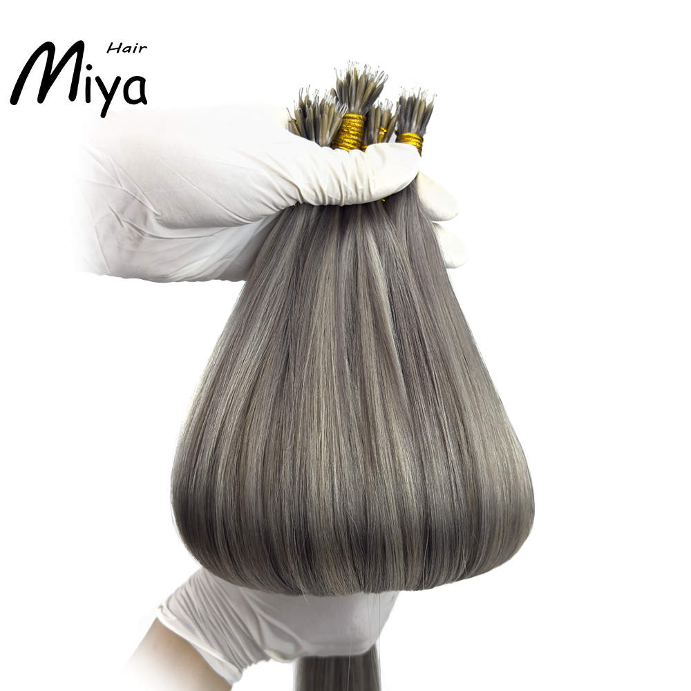 Silver Gray Piano Highlight Nano Ring Hair Best Quality Double Drawn 100% Cuticle Aligned Human Hair From One Donor 16-30inch Nano Bead Hair Extensions Nano Hair
