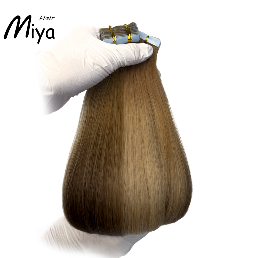 Balayage Tape Hair Virgin Hair Invisible Seamless Injected Tape Ins Best Quality Double Drawn 100% Cuticle Aligned Human Hair From One Donor 16-30inch Tape In Hair