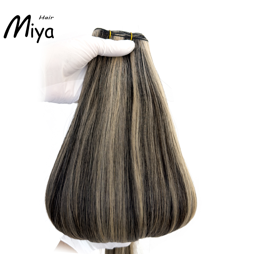 Piano Weft Highlight Extensions Blonde Bundles Best Quality Double Drawn From One Donor 100% Cuticle Aligned Human Hair Extensions Machine Weft Volume Weft Hair Weft Hair Bundles