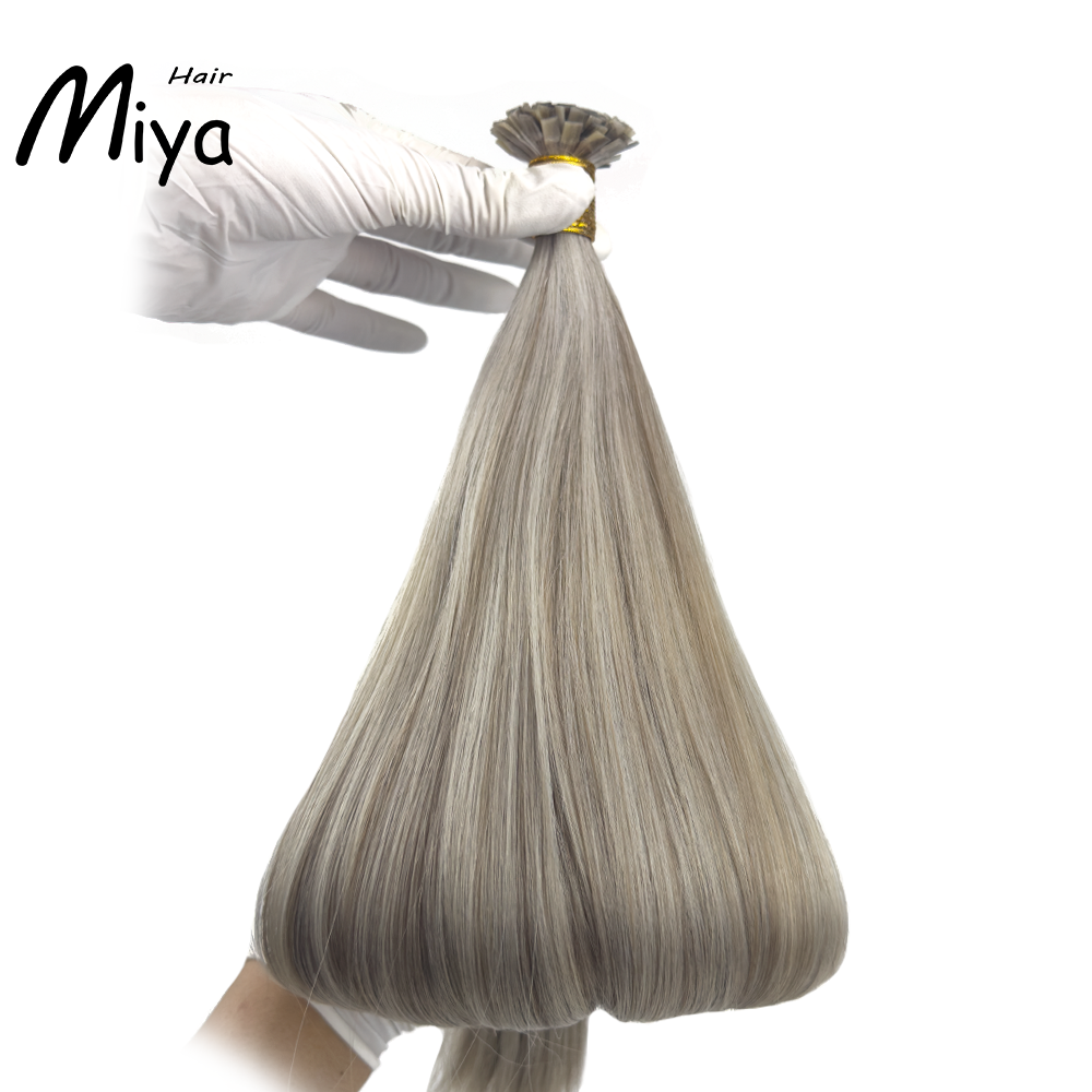 Silver Blonde Piano Highlight Hair Keratin Hair Best Quality Double Drawn 100% Cuticle Aligned Human Hair From One Donor 16-30inch Flat Tip Hair Unprocessed Hair