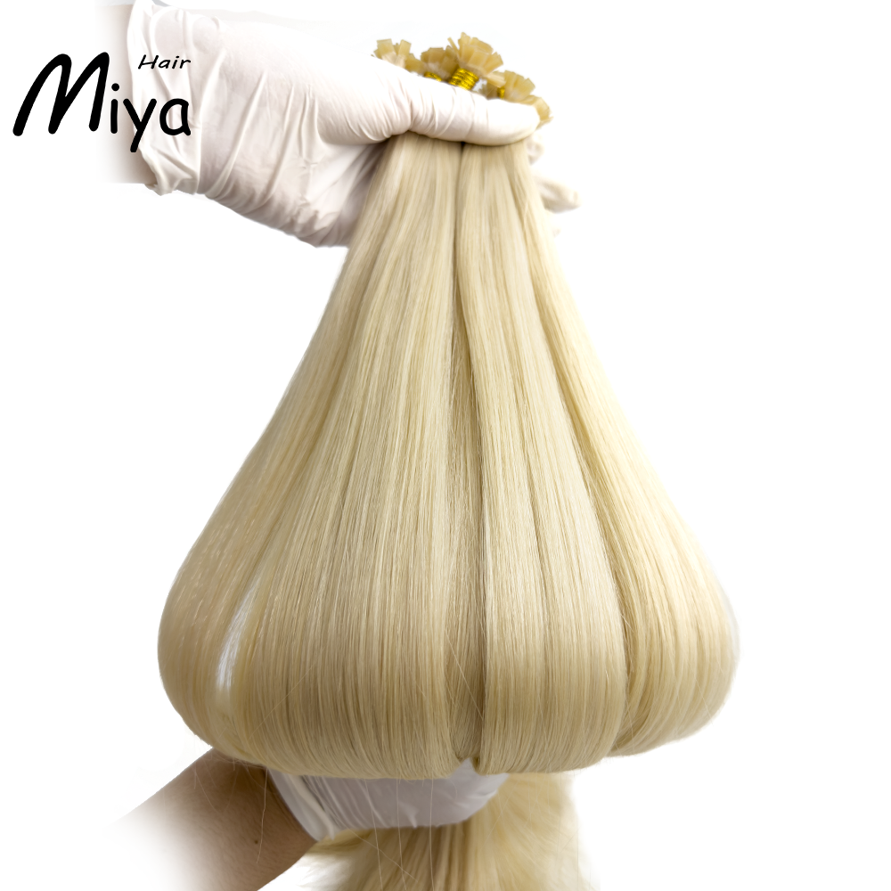 Light Blonde #1001 Virgin Hair Keratin Hair Best Quality Double Drawn 100% Cuticle Aligned Human Hair From One Donor 16-30inch Flat Tip Hair Unprocessed Hair