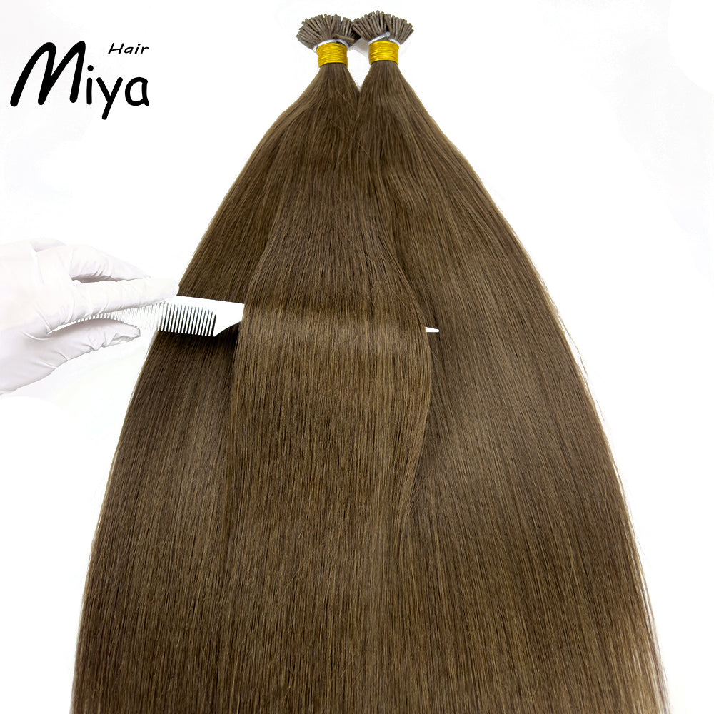 Dark Brown Hair Chocolate Brown Hair Virgin Hair I Tip Hair Best Quality Double Drawn 100% Cuticle Aligned Human Hair From One Donor 16-30inch Unprocessed Hair