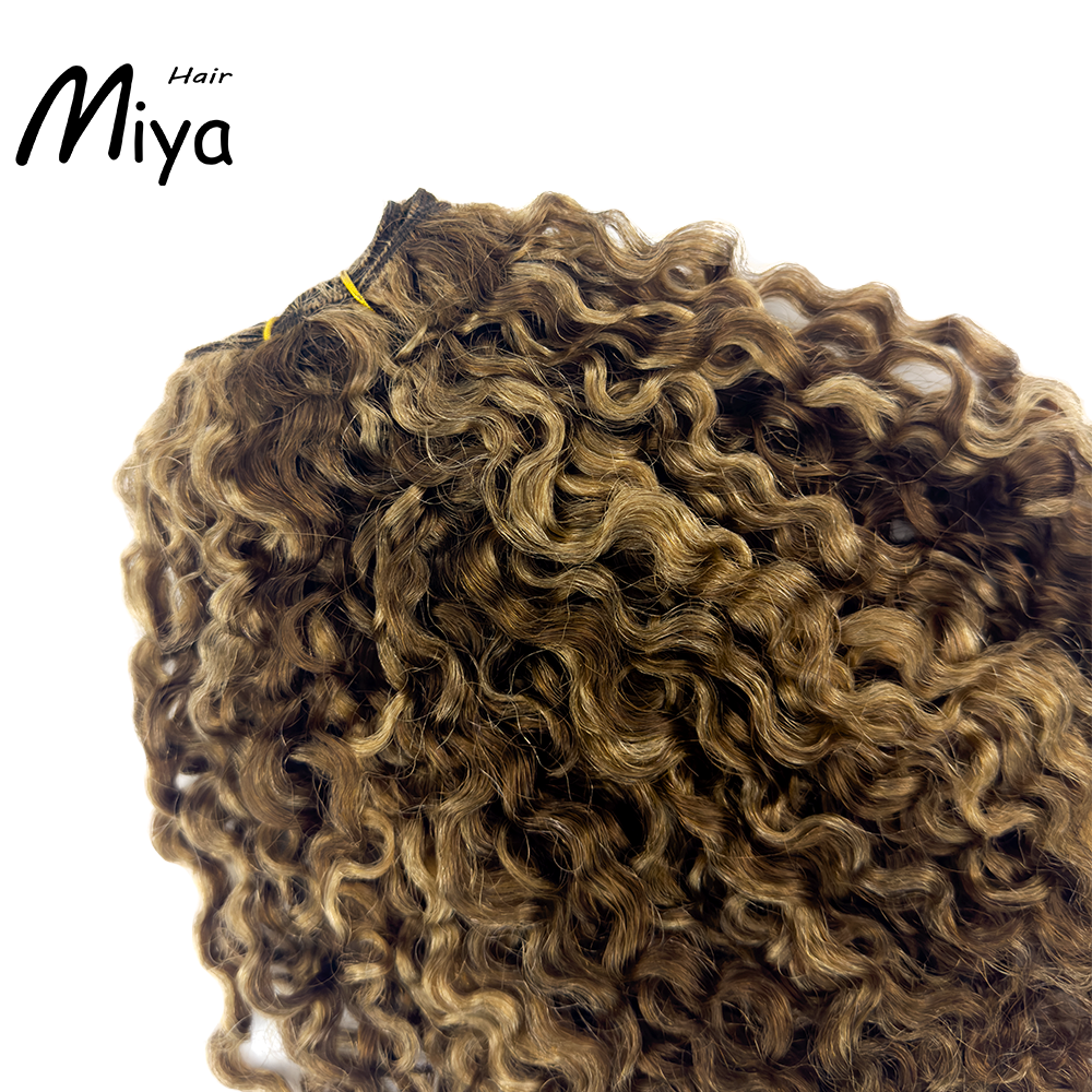 Jerry Curly Weft Kinky Curly Bundles Piano Hair Highlight Blonde Best Quality Double Drawn 100% Cuticle Aligned Human Hair Extensions From One Donor Machine Weft Volume Weft Hair Weft Hair Bundles (Copy)
