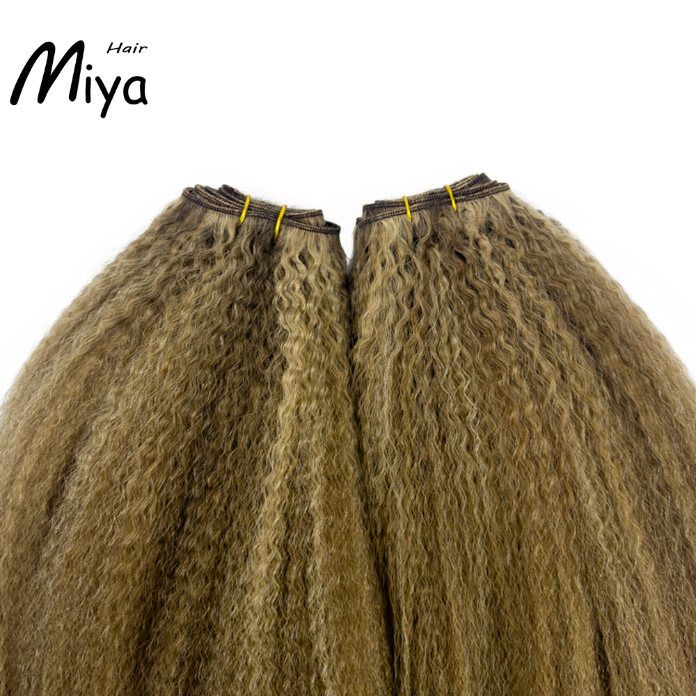 Highlight Weft Piano Hair Kinky Straight Bundles Best Quality Double Drawn 100% Cuticle Aligned Human Hair Extensions Machine Weft Volume Weft Hair Weft Hair Bundles From One Donor