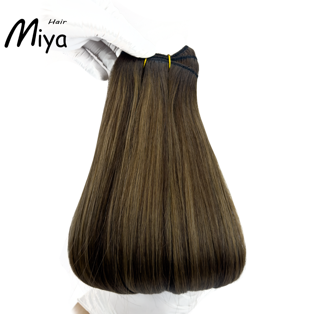 Balayage Weft Ombre Extension Brown Bundles Piano Hair Highlight Bundles Best Quality From One Donor Double Drawn 100% Cuticle Aligned Human Hair Extensions Machine Weft Volume Weft Hair Bundles