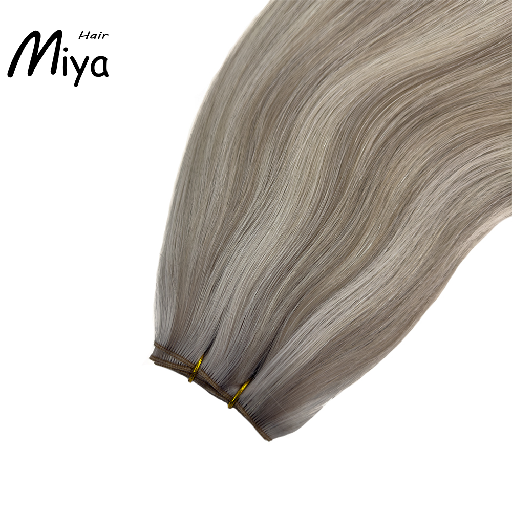 Piano Hair Highlight Silver Gray Genius Weft Best Quality Double Drawn 100% Cuticle Aligned Human Hair Extensions 16-30inch From One Donor Virgin Hair Remy Hair