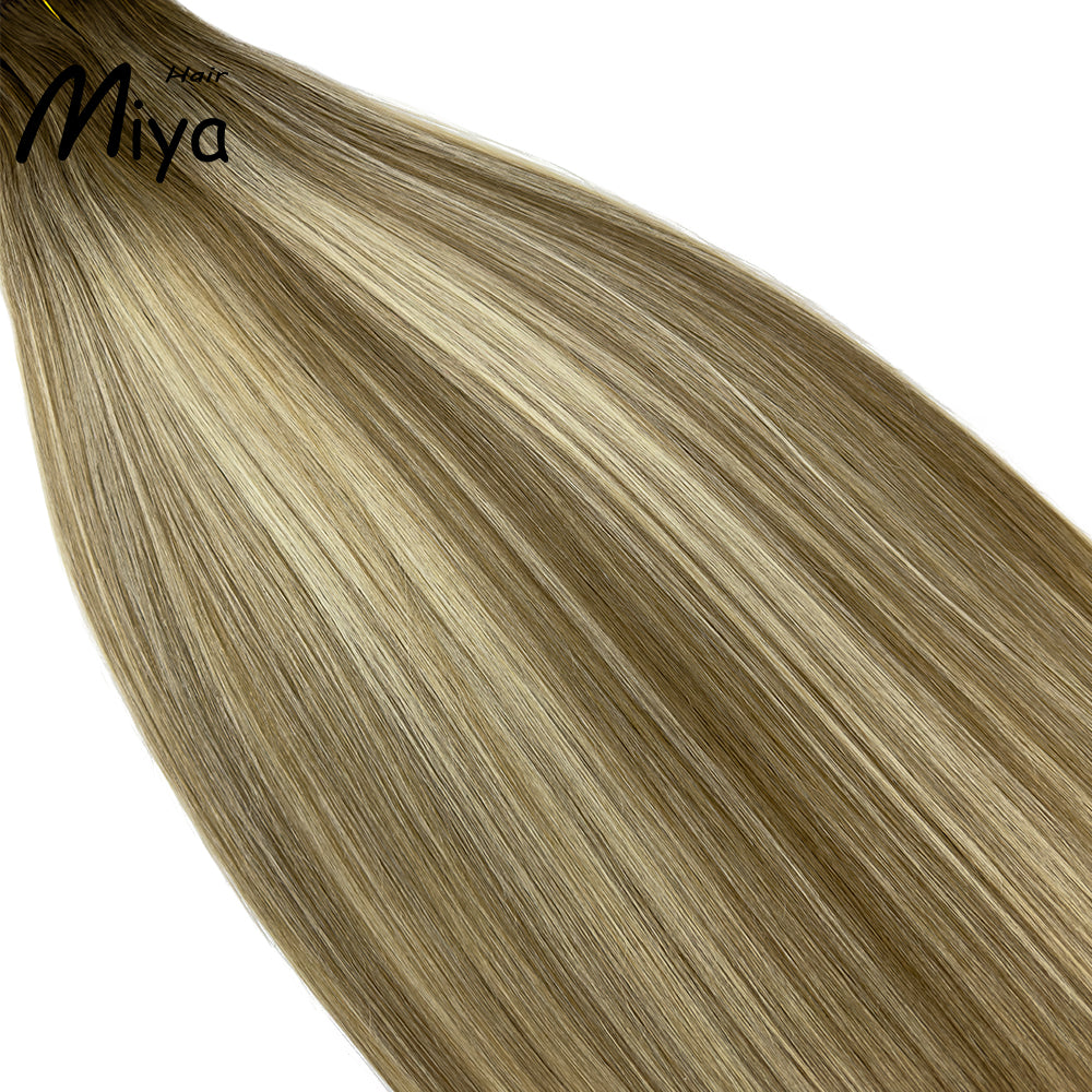 Balayage Bundles Ombre Hair Blonde Weft Piano Hair Highlight Extensions Best Quality From One Donor Double Drawn 100% Cuticle Aligned Human Hair Extensions Machine Weft Volume Weft Hair Bundles