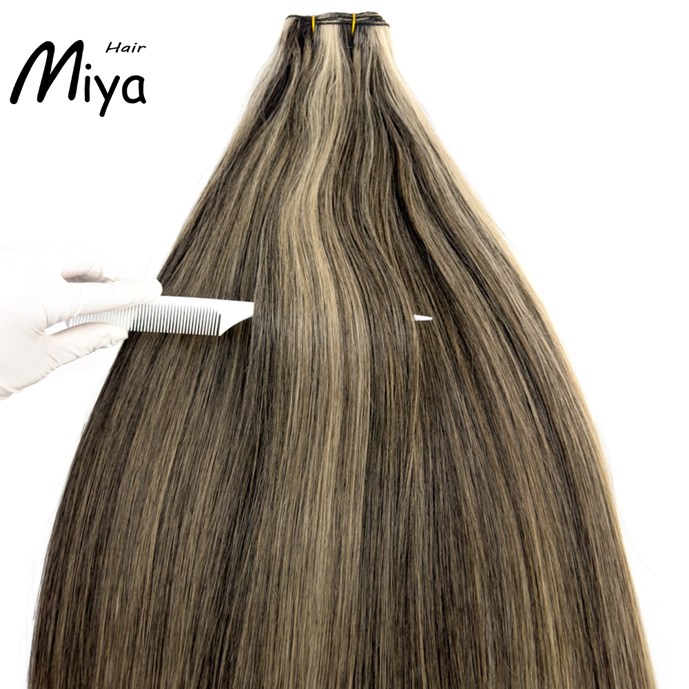 Piano Weft Highlight Extensions Blonde Bundles Best Quality Double Drawn From One Donor 100% Cuticle Aligned Human Hair Extensions Machine Weft Volume Weft Hair Weft Hair Bundles