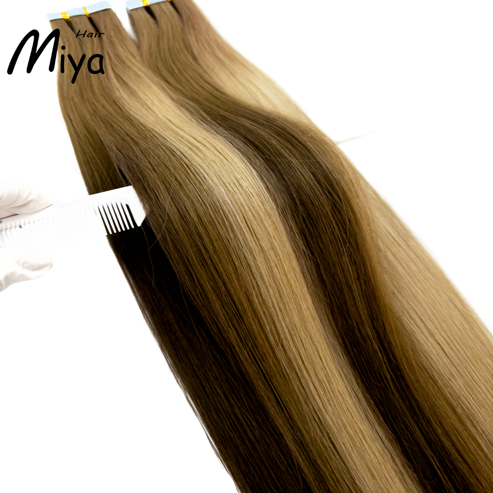 Balayage Tape Hair Virgin Hair Invisible Seamless Injected Tape Ins Best Quality Double Drawn 100% Cuticle Aligned Human Hair From One Donor 16-30inch Tape In Hair